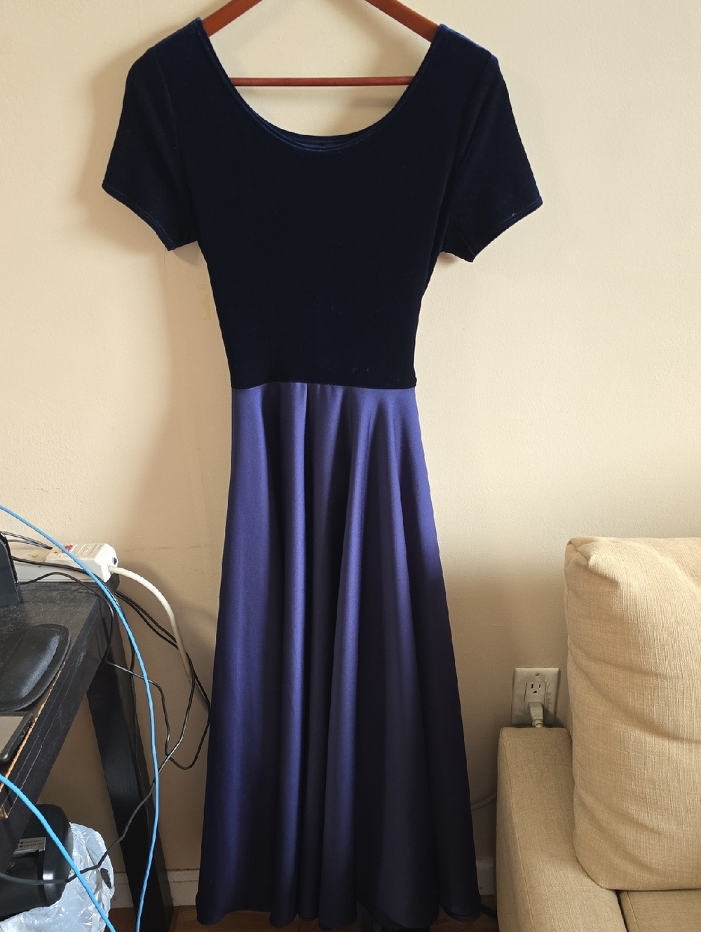 Women’s Navy Velvet Top and Deep Purple Maxi Dress